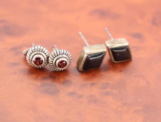 Sterling Silver Tiger Eye and Black Onyx Earrings - 8