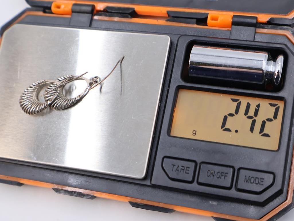 Oval, heart and abstract flower drop sterling silver earrings - 5