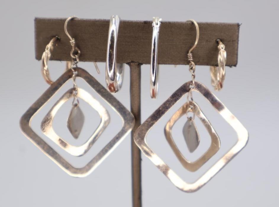Three pairs of sterling earrings (1 of 10)