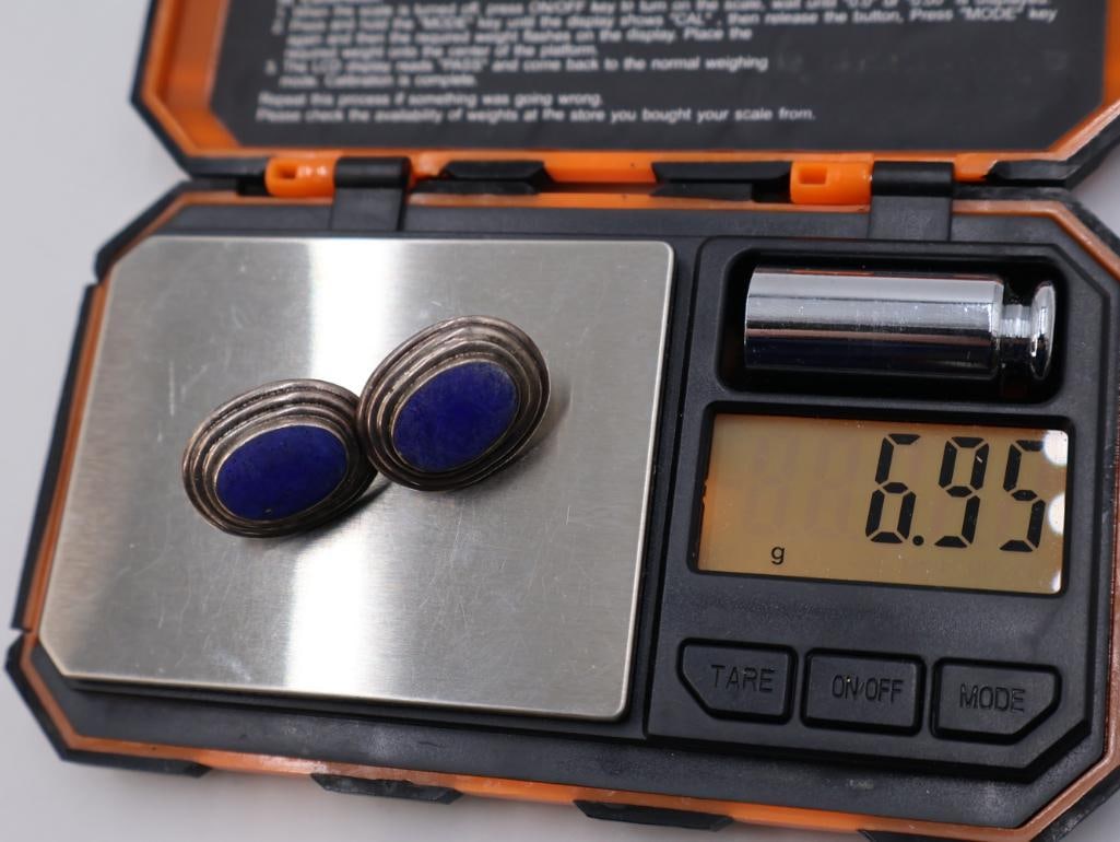 Collection of vintage sterling silver and lapis lazuli earrings - 5