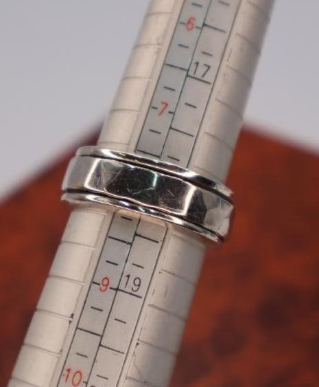 Silver spinner ring and an adjustable initial ring - 5