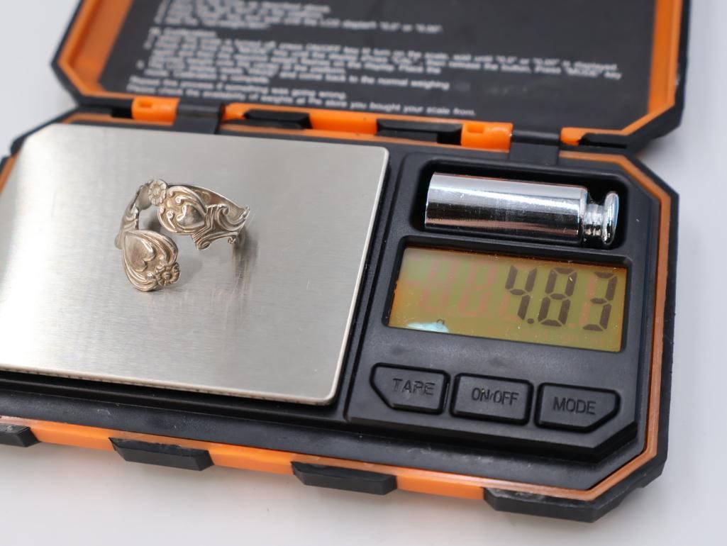 Sterling Silver Silverware End Ring and Two Rings - 10