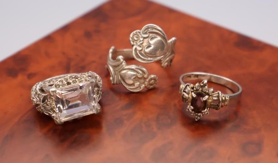 Sterling Silver Silverware End Ring and Two Rings (1 of 10)