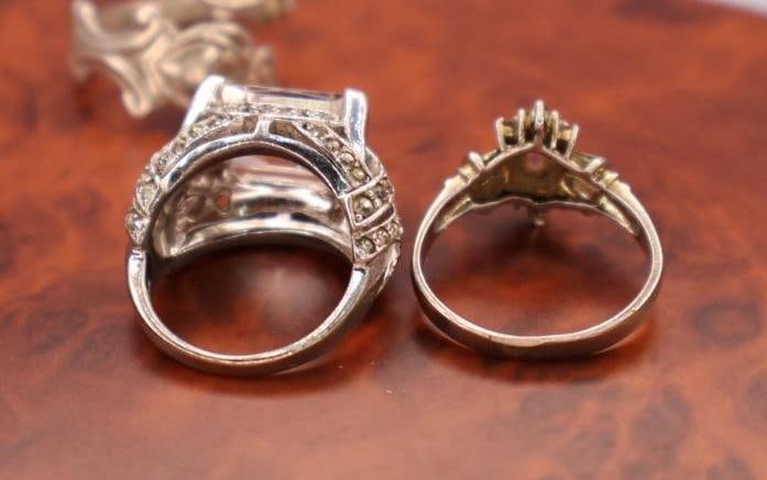 Sterling Silver Silverware End Ring and Two Rings - 2