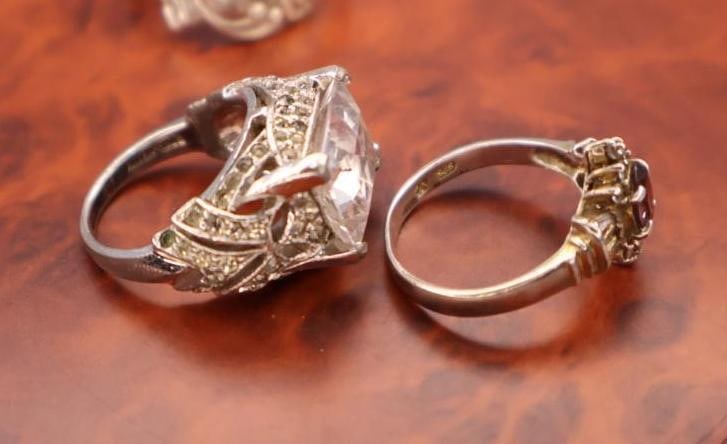 Sterling Silver Silverware End Ring and Two Rings - 4