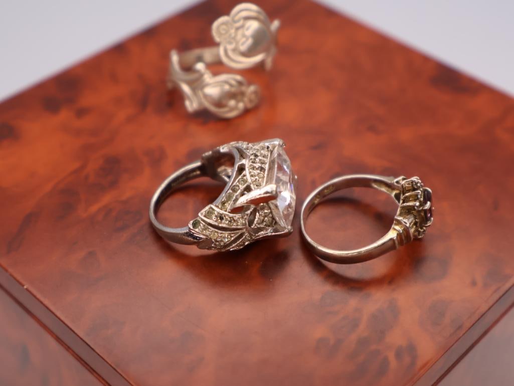 Sterling Silver Silverware End Ring and Two Rings - 5