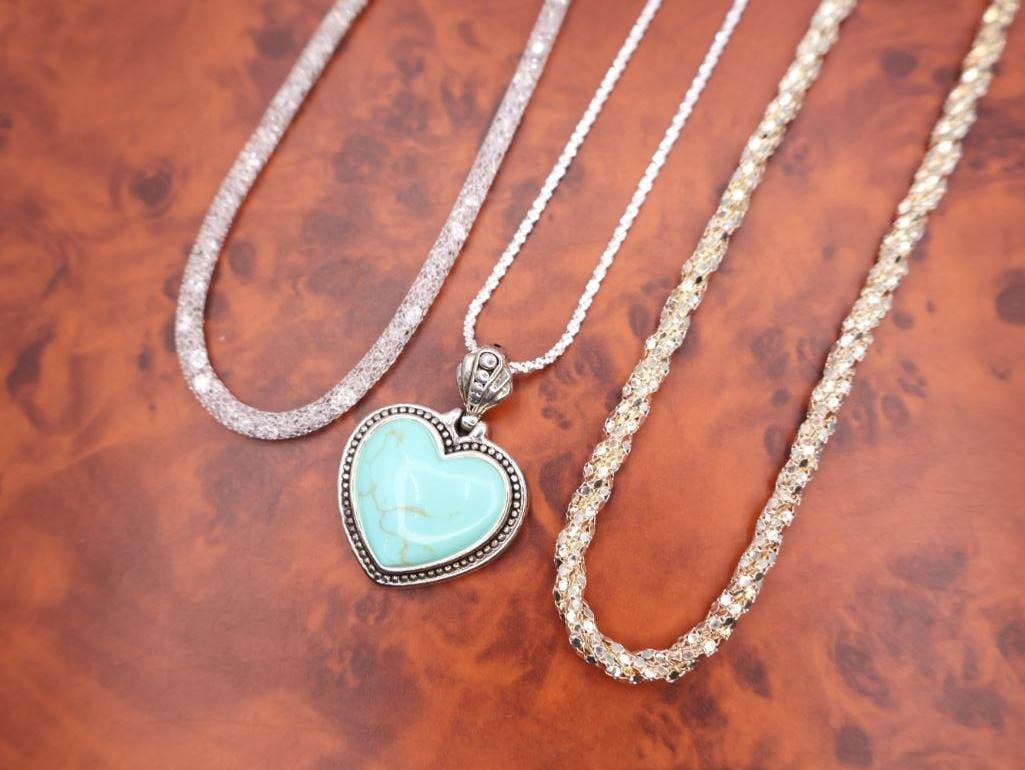 Collection of various silver-tone necklaces - 3