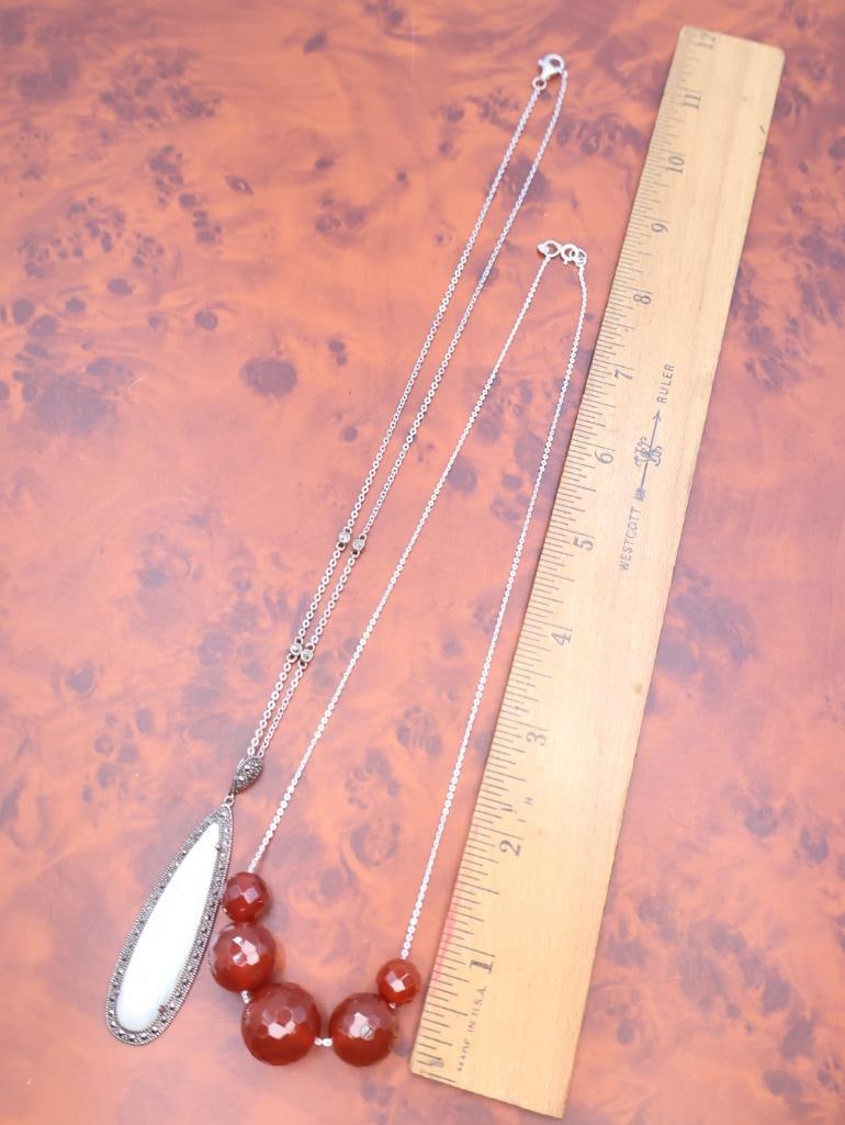 Two Beautiful Ladies Necklaces on Sterling Silver Chains - 3