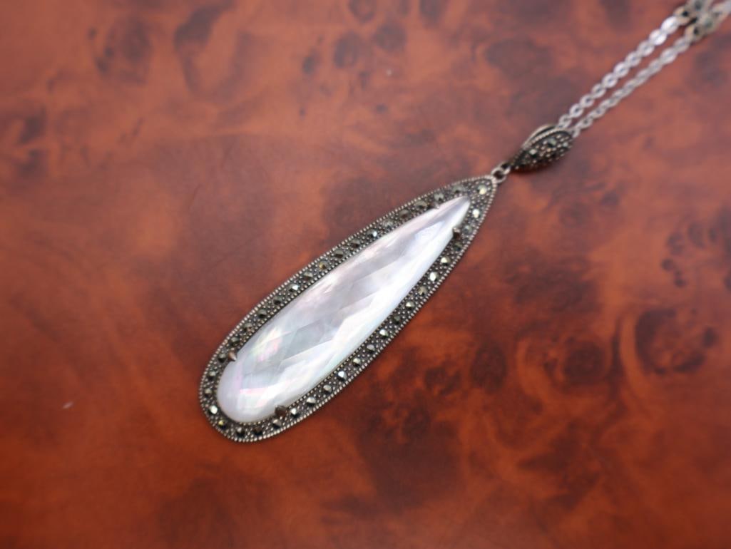 Two Beautiful Ladies Necklaces on Sterling Silver Chains - 7