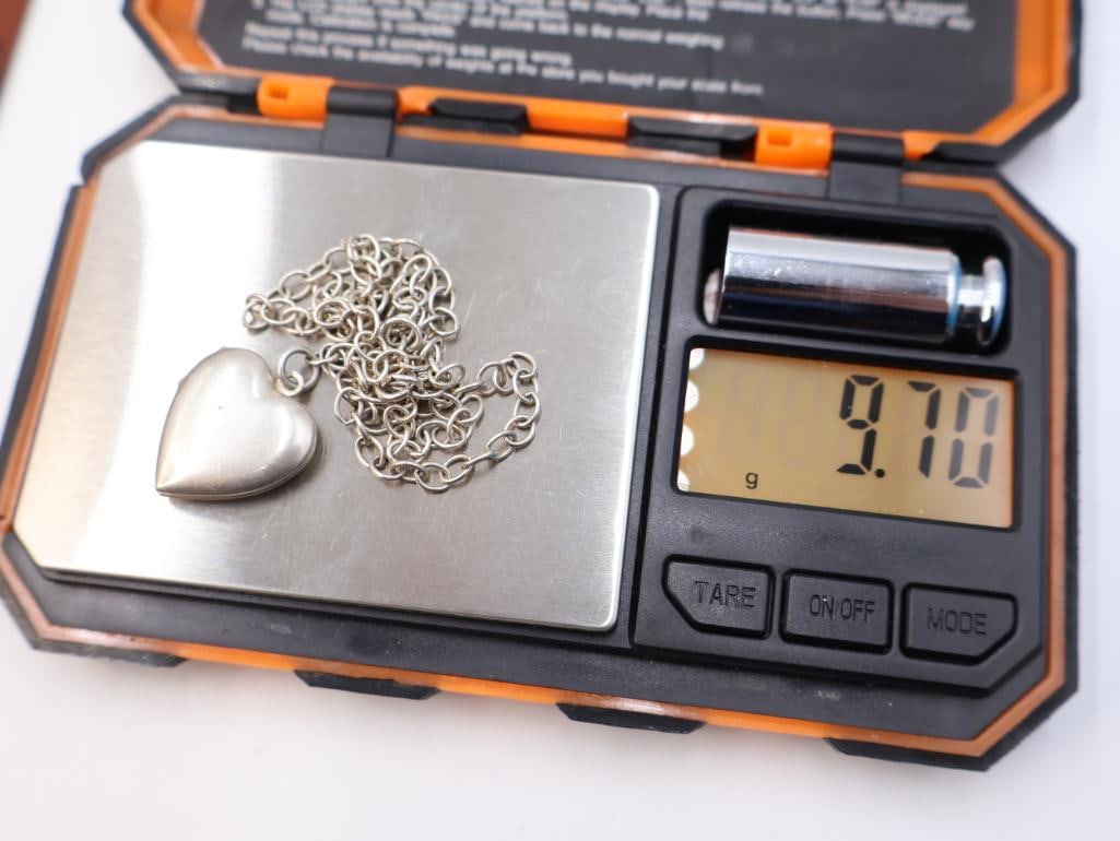 Heart-shaped locket necklace and a two initial charm sterling silver necklace - 6