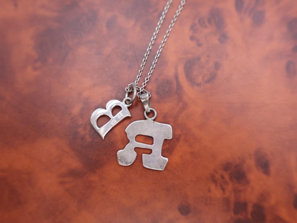 Heart-shaped locket necklace and a two initial charm sterling silver necklace - 8