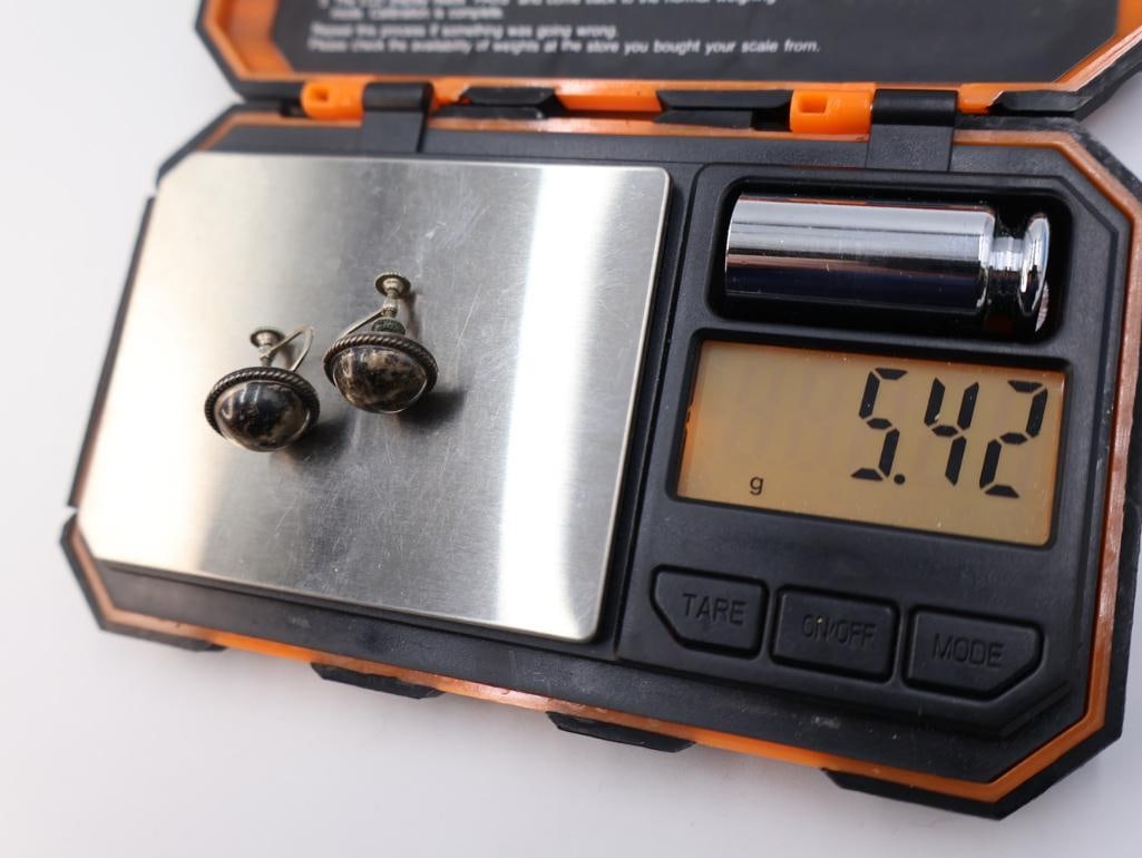 Three pairs of vintage sterling silver earrings - 5