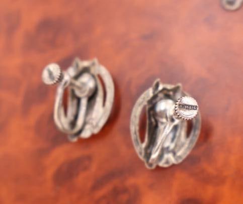 Collection of vintage sterling silver dangle screw-back earrings - 7