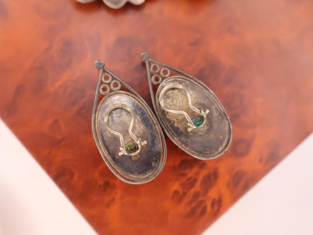 Collection of vintage sterling silver and gemstone earrings - 3