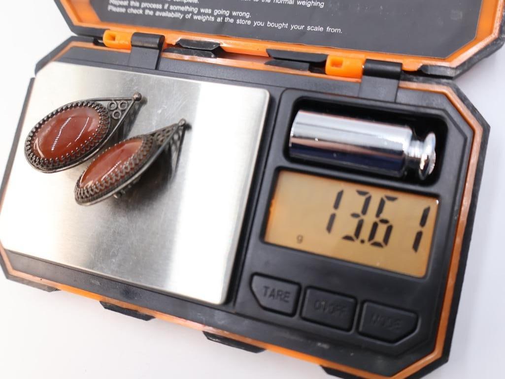 Collection of vintage sterling silver and gemstone earrings - 4