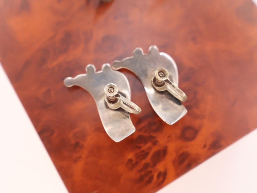 Vintage Taxco sterling silver earrings with abalone shell inlay - 4