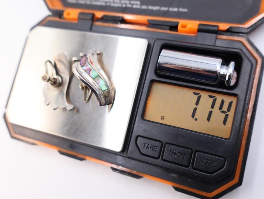 Vintage Taxco sterling silver earrings with abalone shell inlay - 5