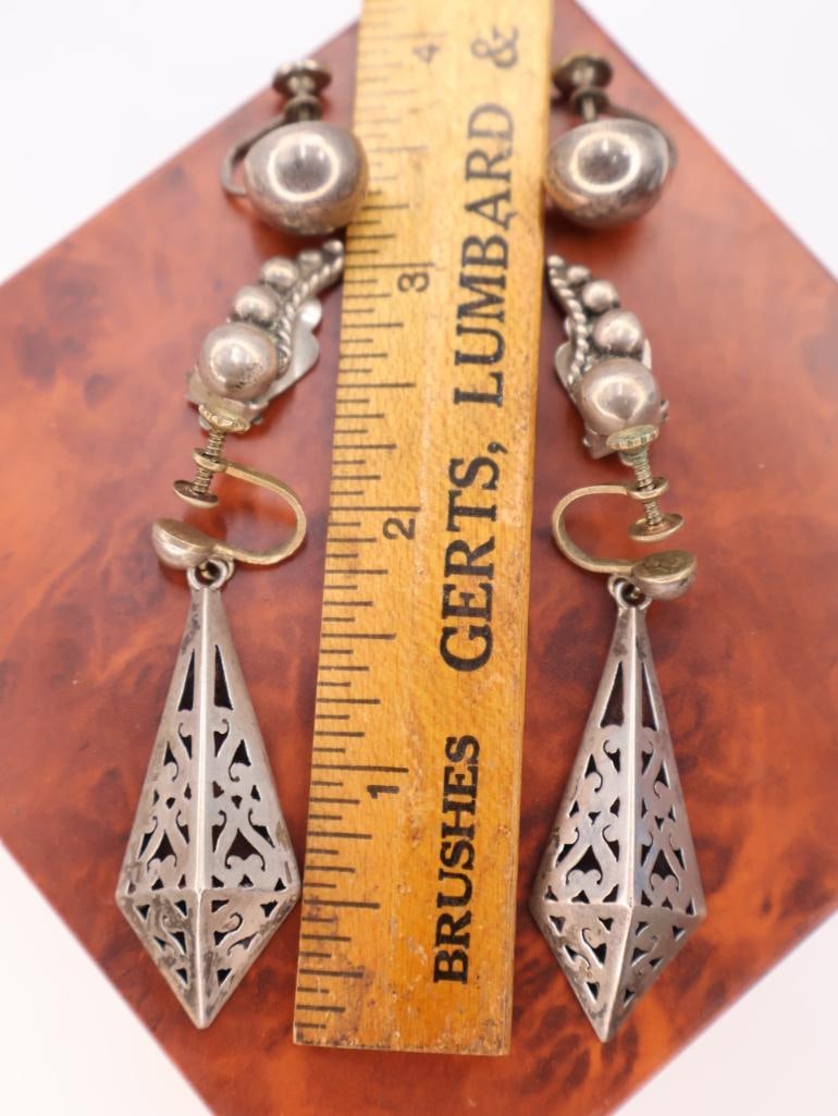 Vintage Mexican Taxco sterling silver Earrings - 3