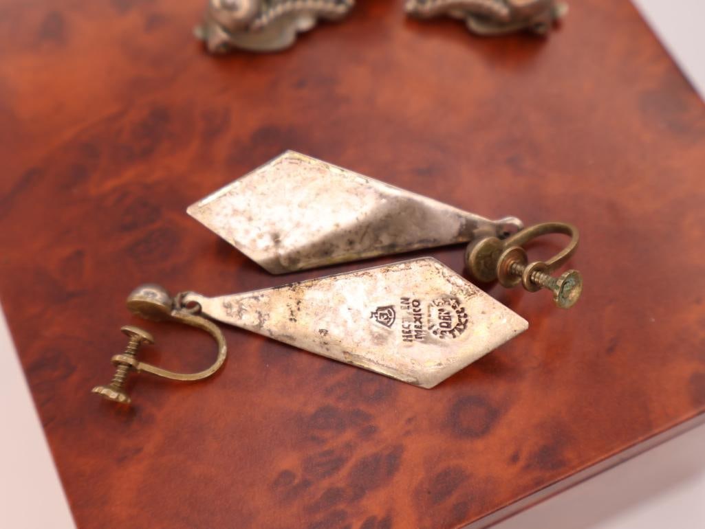 Vintage Mexican Taxco sterling silver Earrings - 4