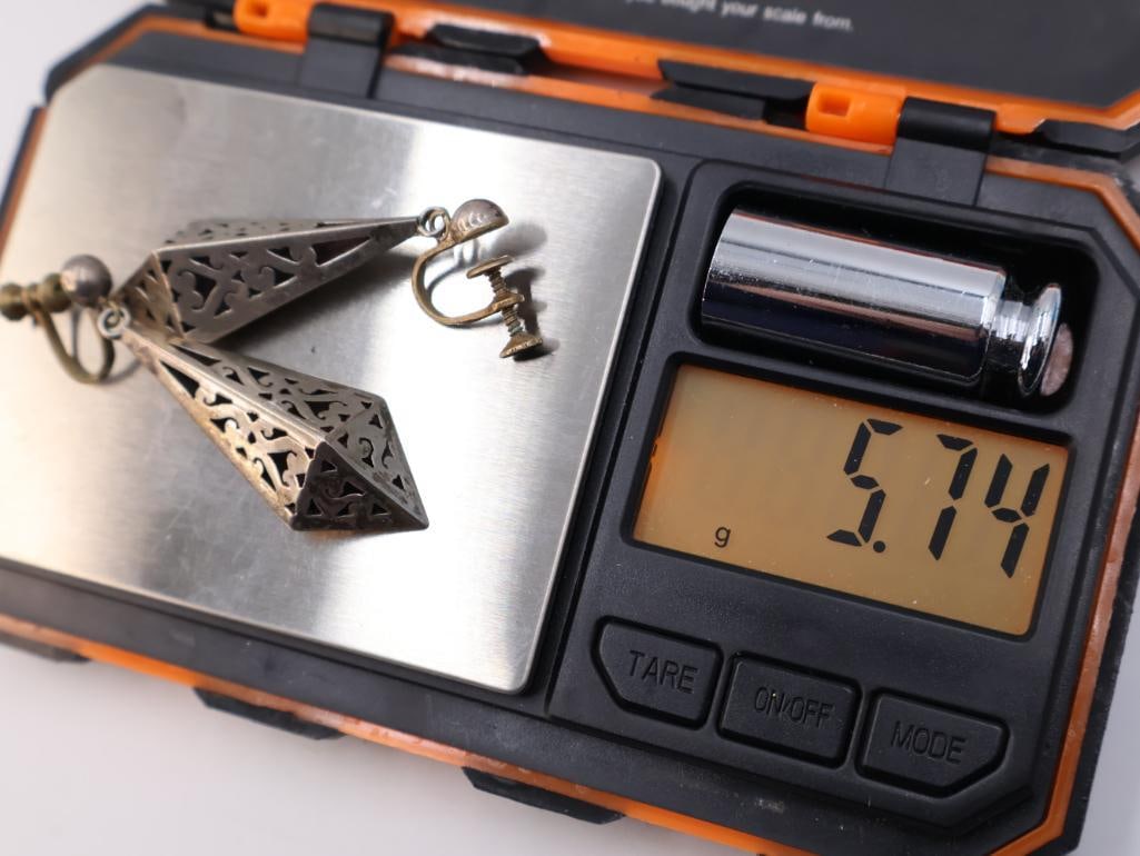 Vintage Mexican Taxco sterling silver Earrings - 5