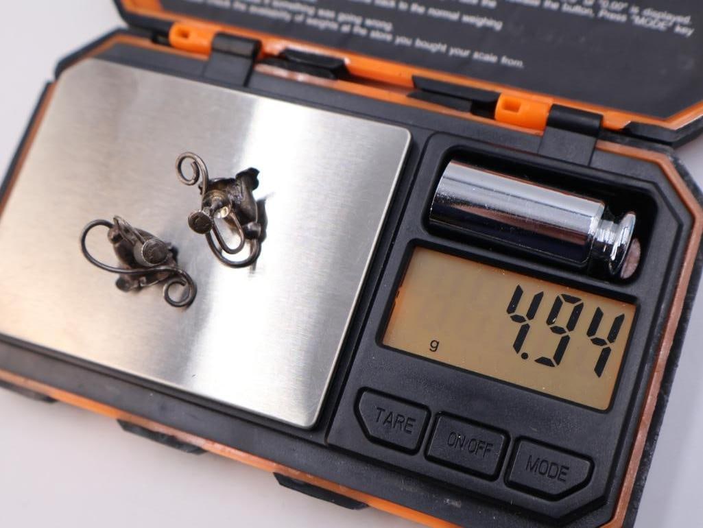 Vintage sterling silver dogwood blossom screw-back earrings - 5