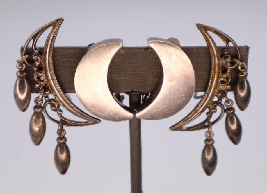 Vintage sterling silver crescent moon earrings (1 of 7)