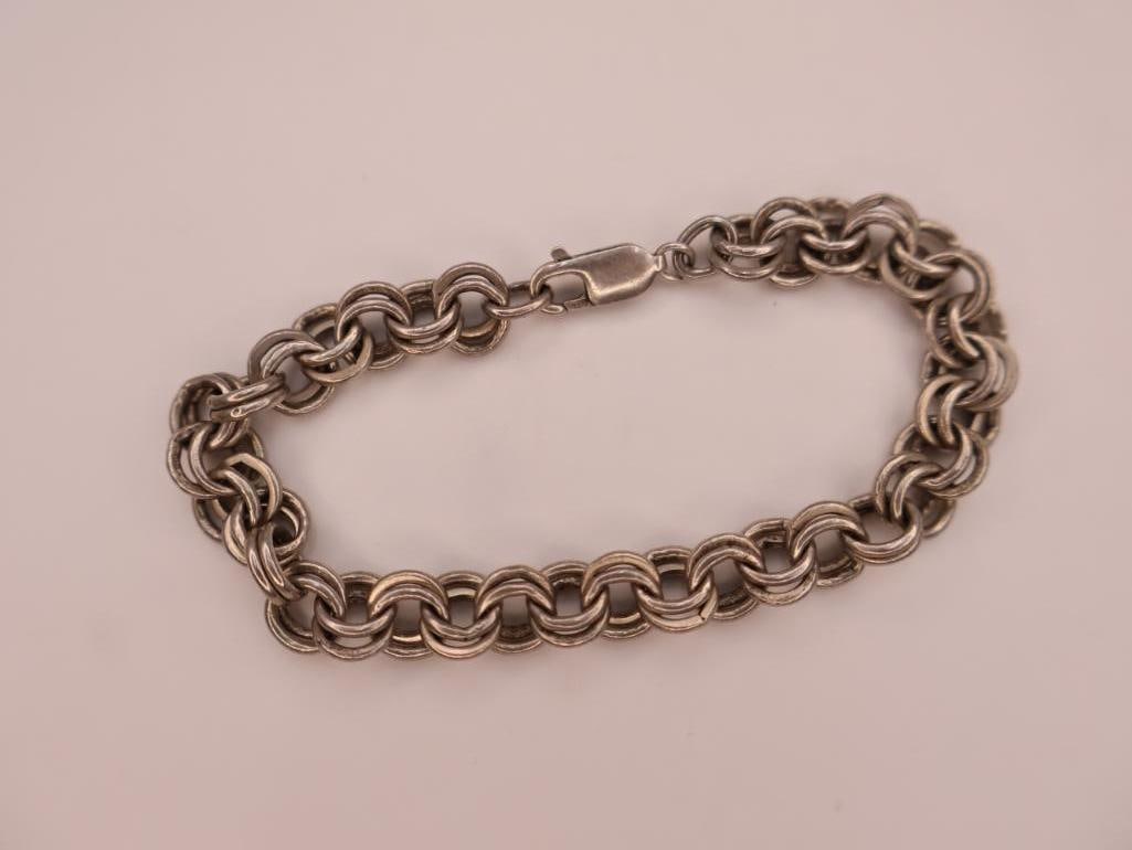 Two vintage sterling silver link bracelets - 6