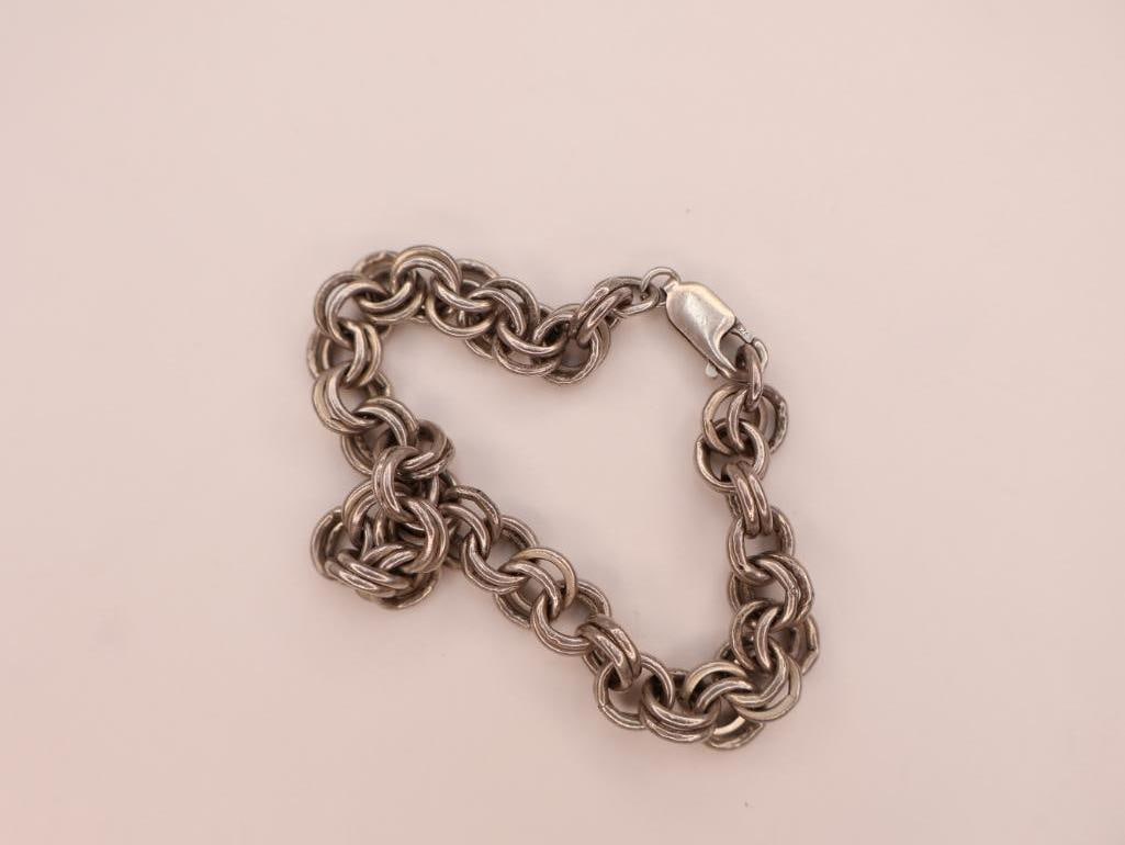 Two vintage sterling silver link bracelets - 7