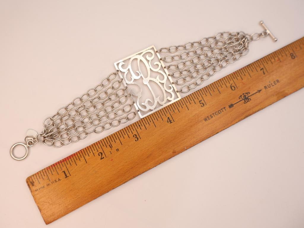 Jane Basch sterling silver scroll panel link bracelet - 3