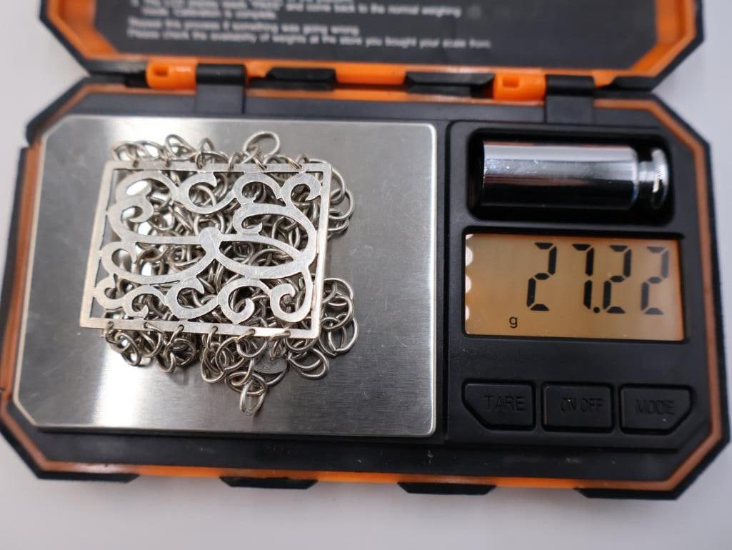 Jane Basch sterling silver scroll panel link bracelet - 5