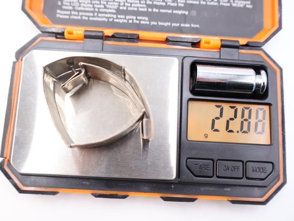 Vintage Mexican sterling silver abalone shell inlaid panel bracelet - 8