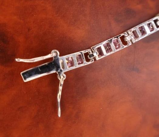 Three Sterling Silver Bracelts, including Pink Stone Tennis Bracelet - 5