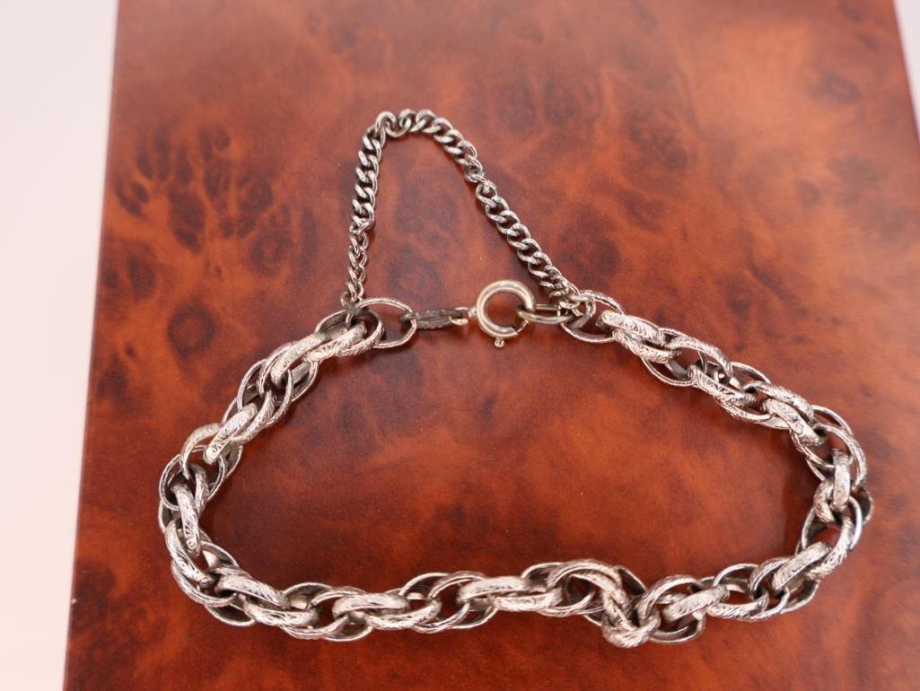 Three Sterling Silver Bracelts, including Pink Stone Tennis Bracelet - 7