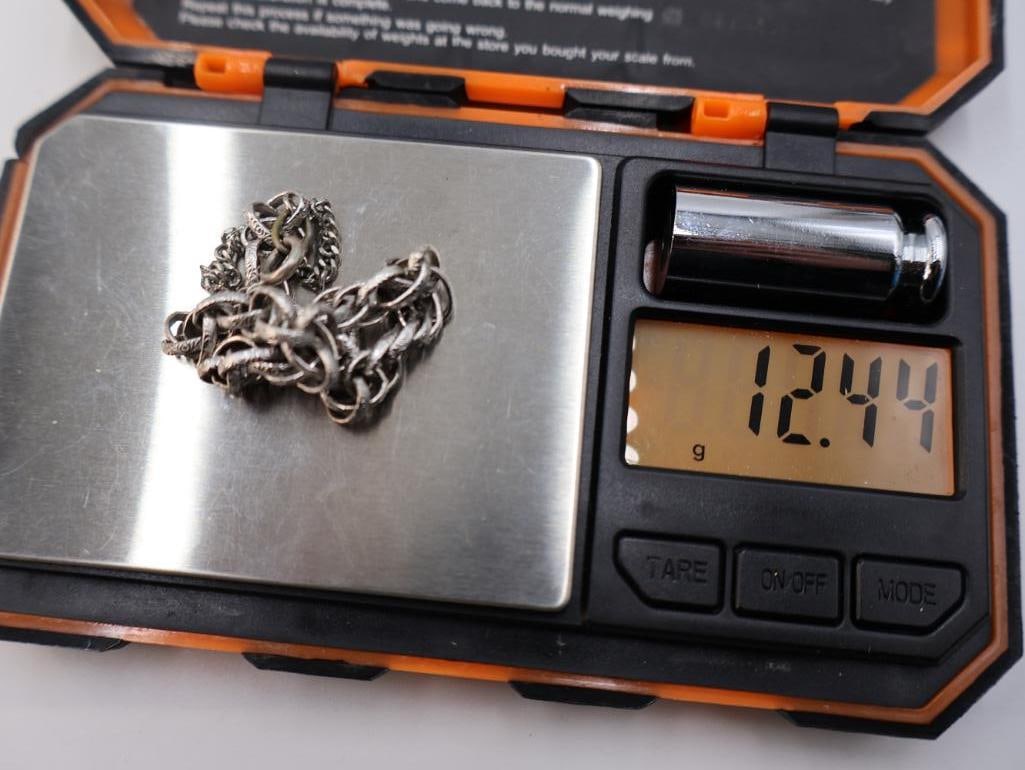 Three Sterling Silver Bracelts, including Pink Stone Tennis Bracelet - 8