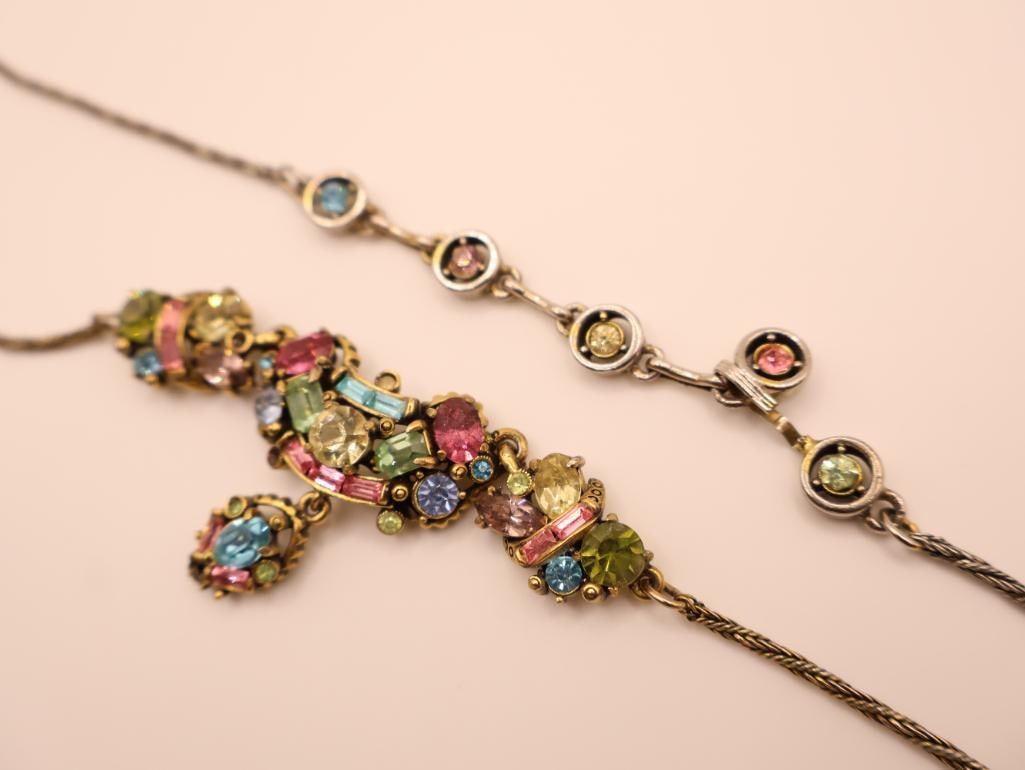 Vintage Hollycraft Multi Colored Rhinestone Necklace - 4