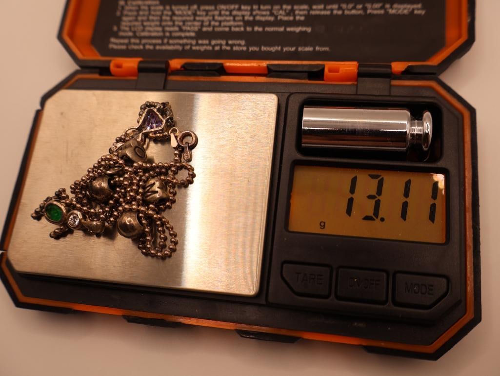 Sterling Silver Necklace and Bracelet with Semi Precious Stones - 11