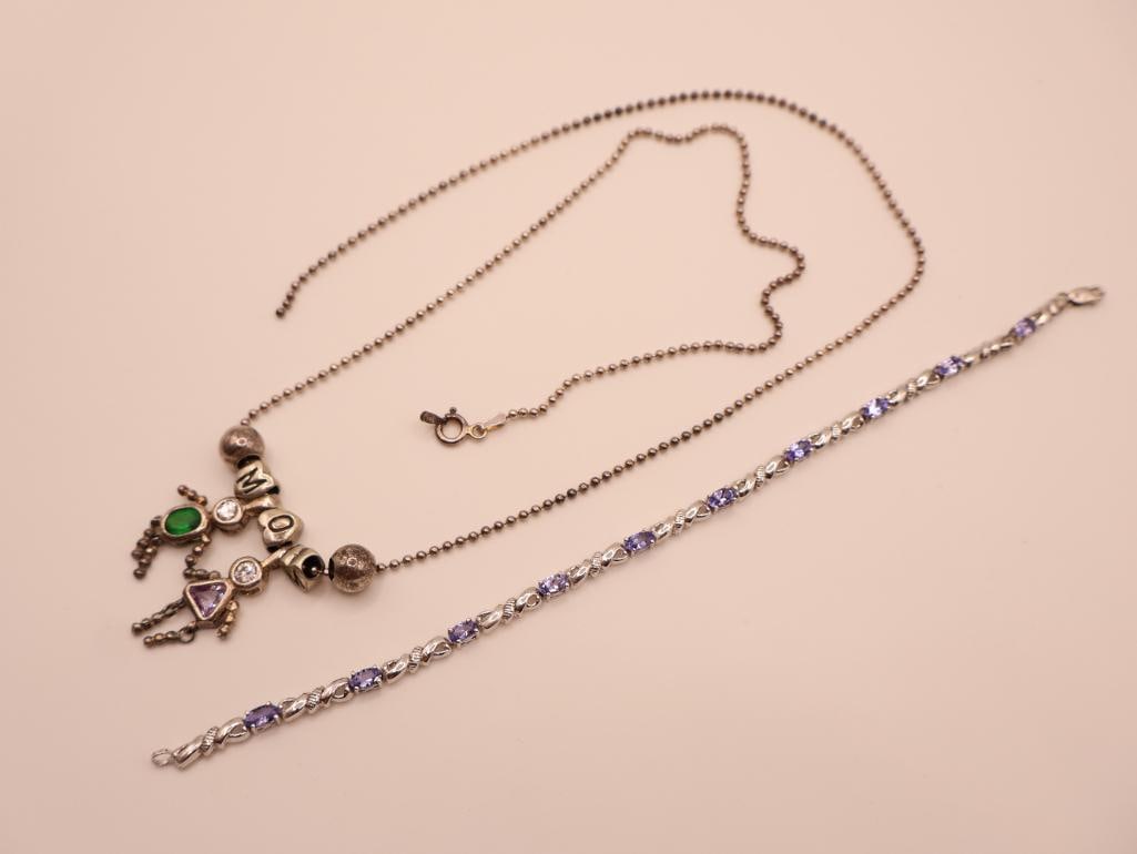 Sterling Silver Necklace and Bracelet with Semi Precious Stones (1 of 11)