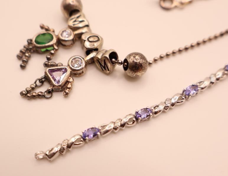 Sterling Silver Necklace and Bracelet with Semi Precious Stones - 3