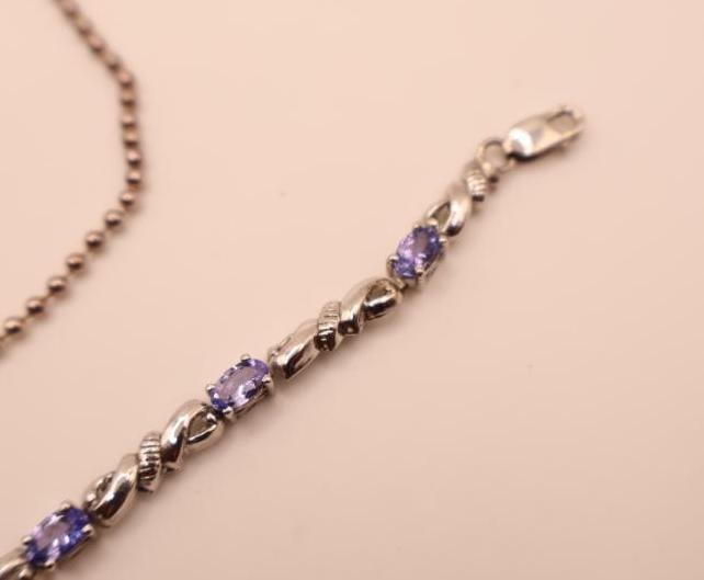 Sterling Silver Necklace and Bracelet with Semi Precious Stones - 4