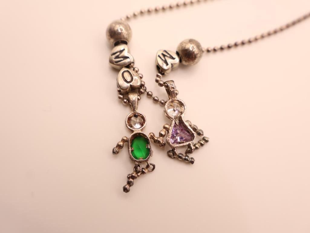 Sterling Silver Necklace and Bracelet with Semi Precious Stones - 9