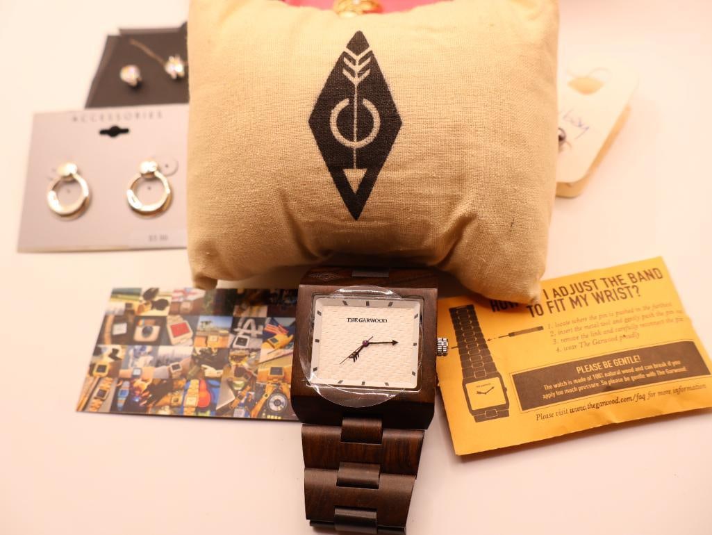 Collection of Jewelry including Garwood Watch and Sterling CZ Necklace - 4