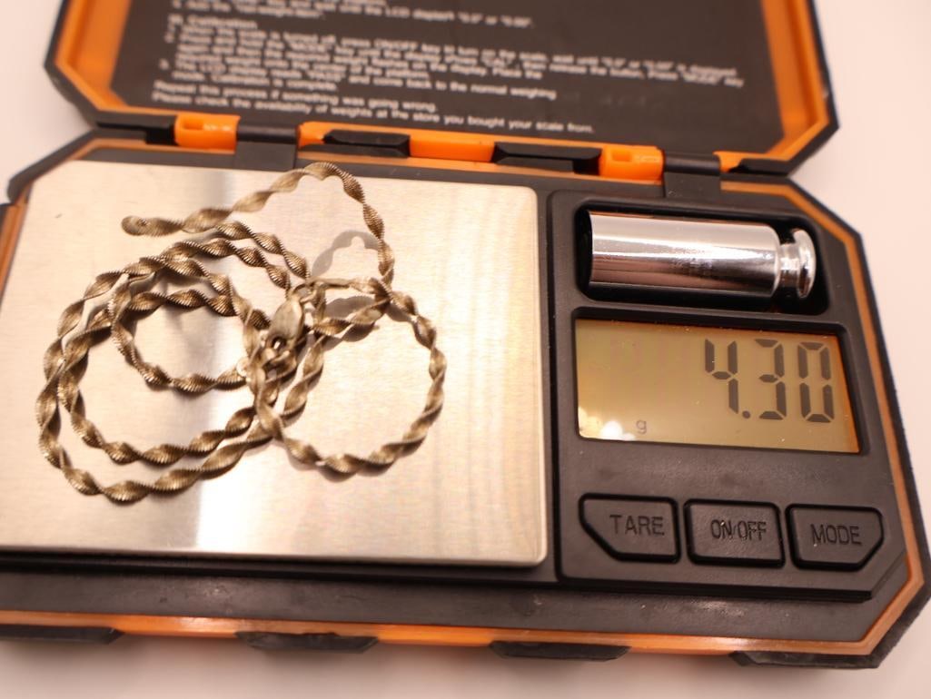 Three 925 Silver Chains and Rolled Gold Chain - 9