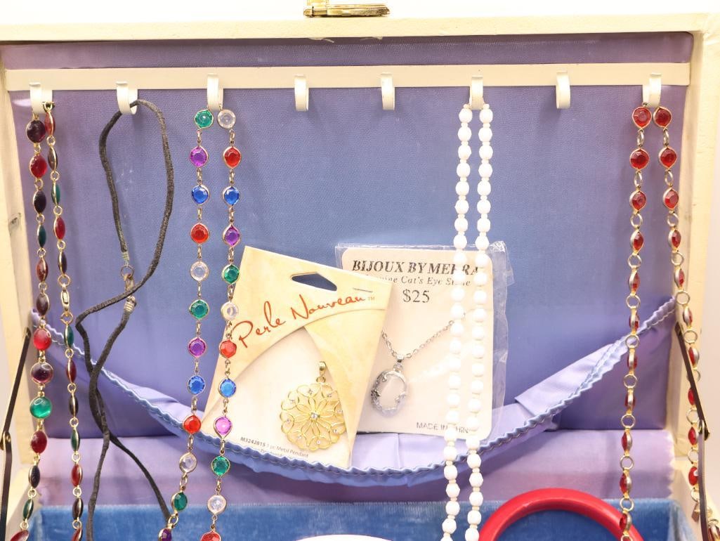 Vintage Jewelry Box with Assorted Costume Jewelry - 4