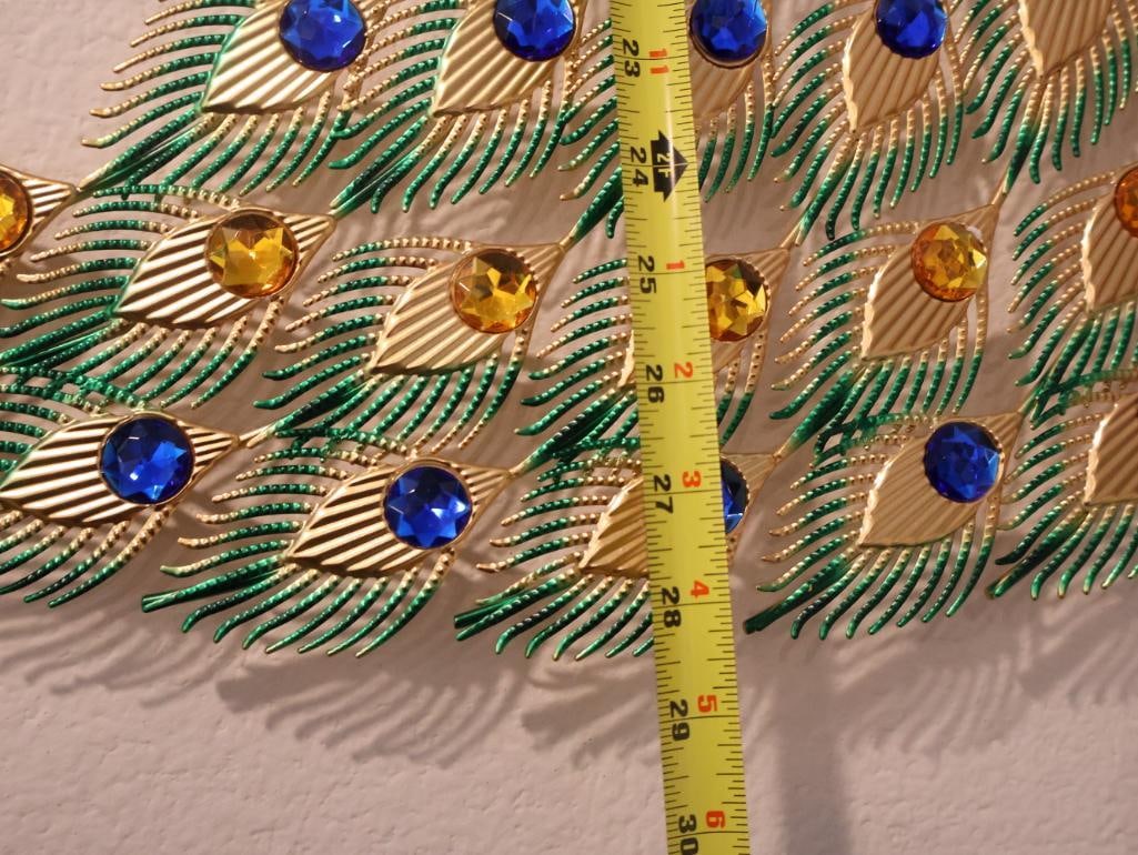 Large 3D Metal Peacock Wall Clock - 2