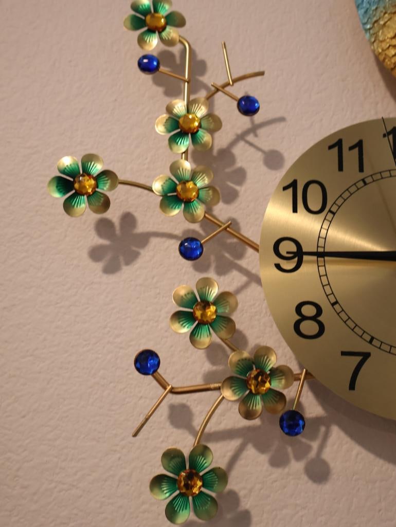 Large 3D Metal Peacock Wall Clock - 5
