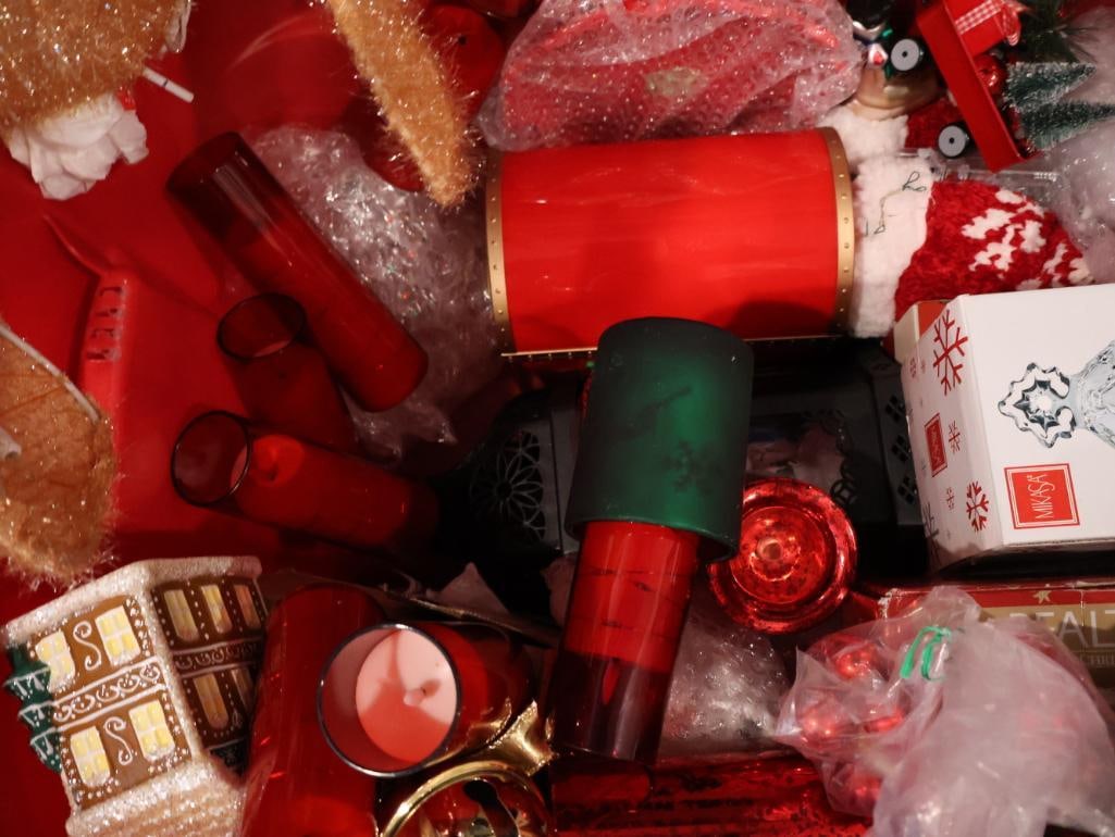 One large tote filled with Christmas Decorations - 8