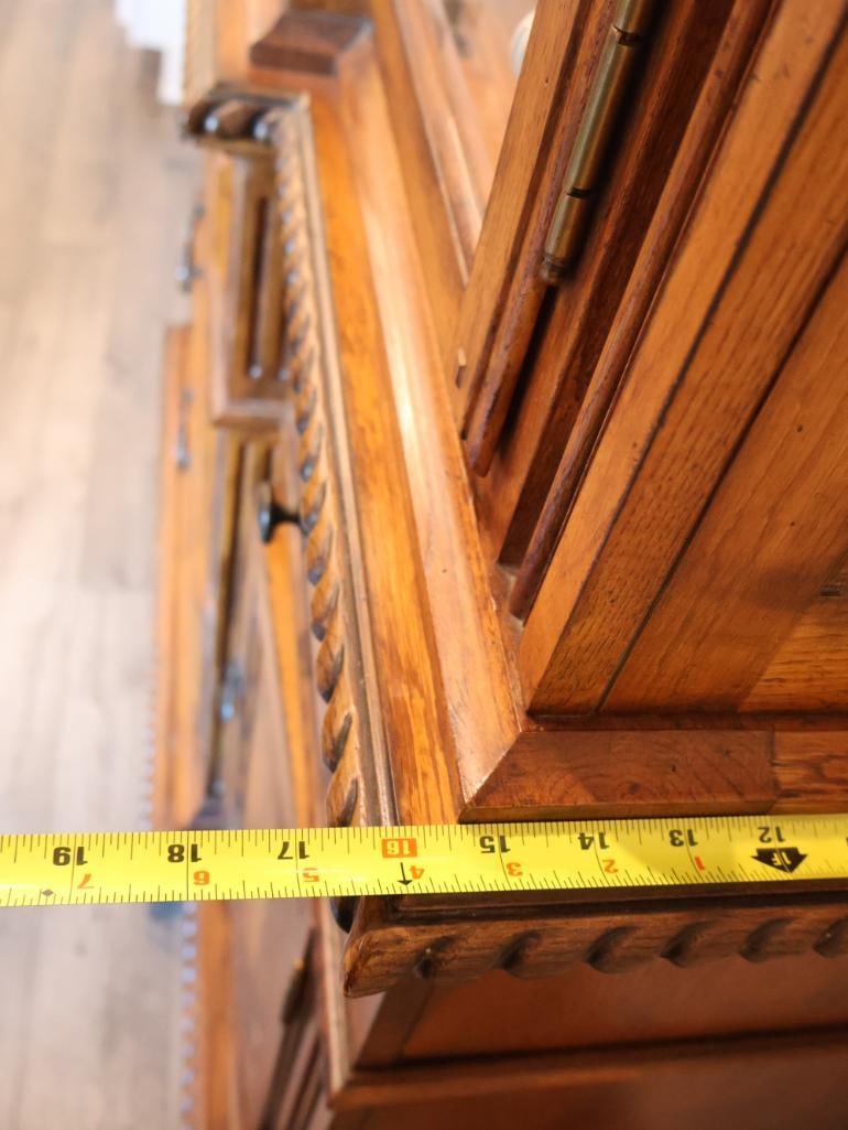 Large Traditional Light Oak Two Piece Lighted China Hutch - 15