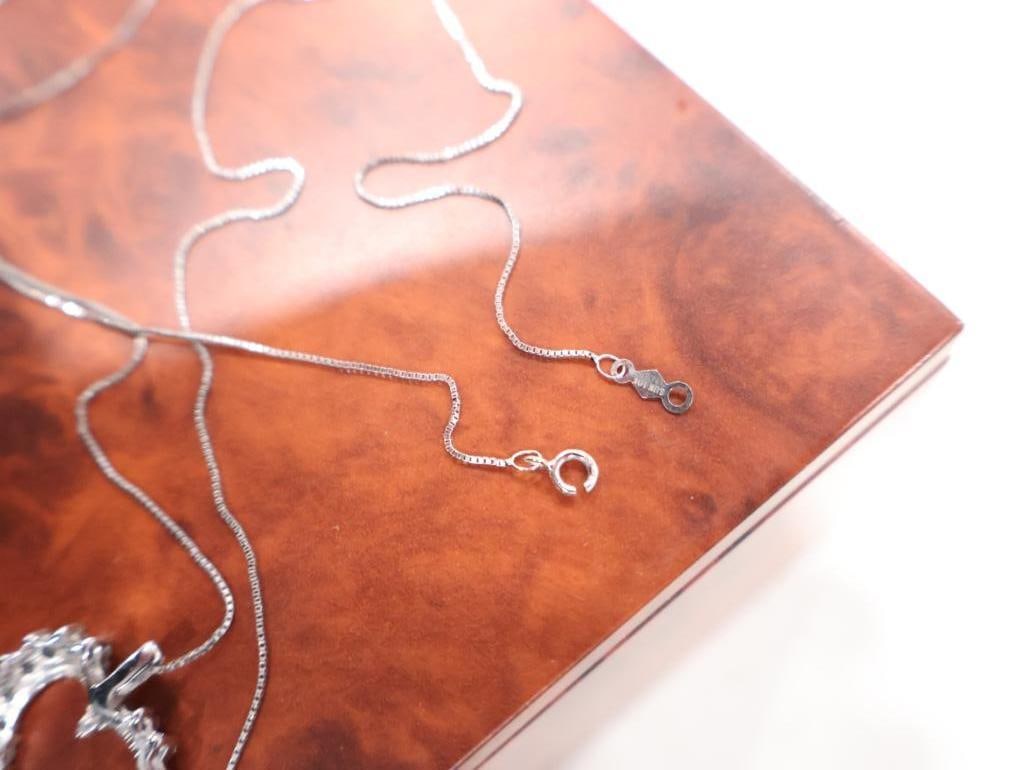 Open heart diamond pendant 10k gold necklace - 5