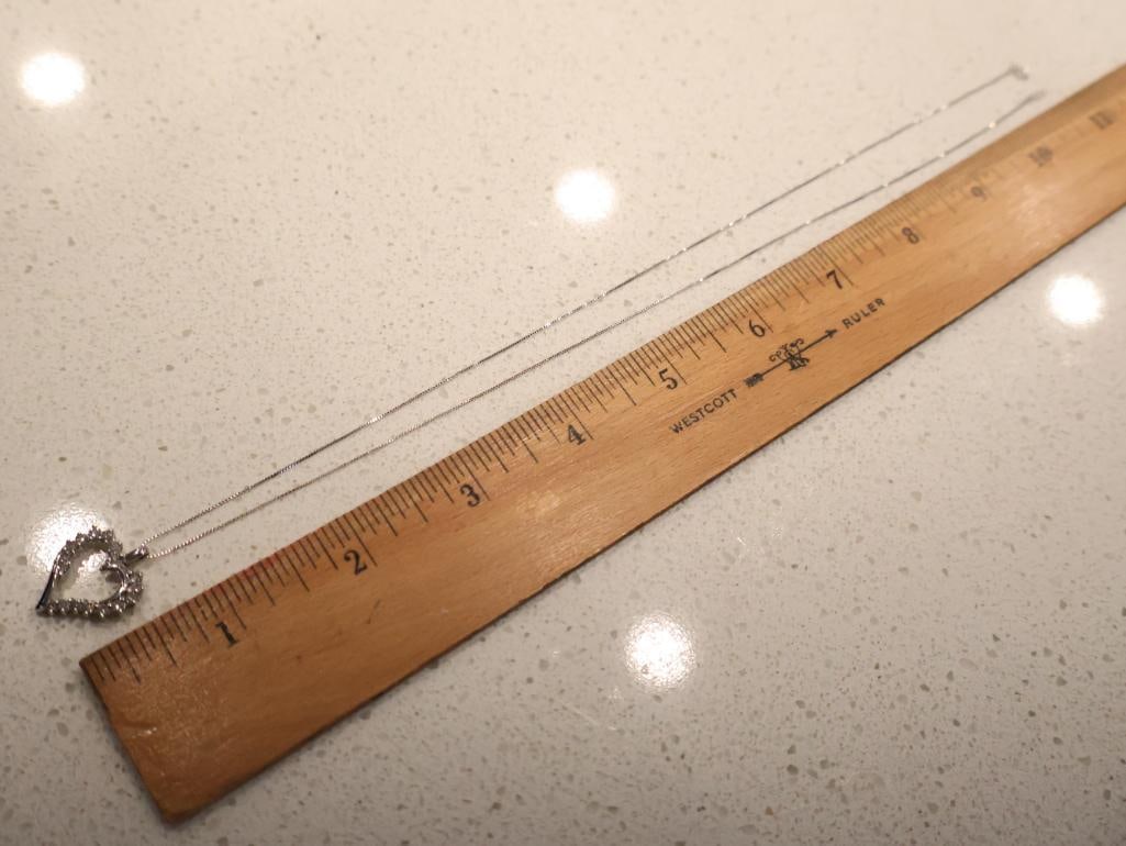 Open heart diamond pendant 10k gold necklace - 6