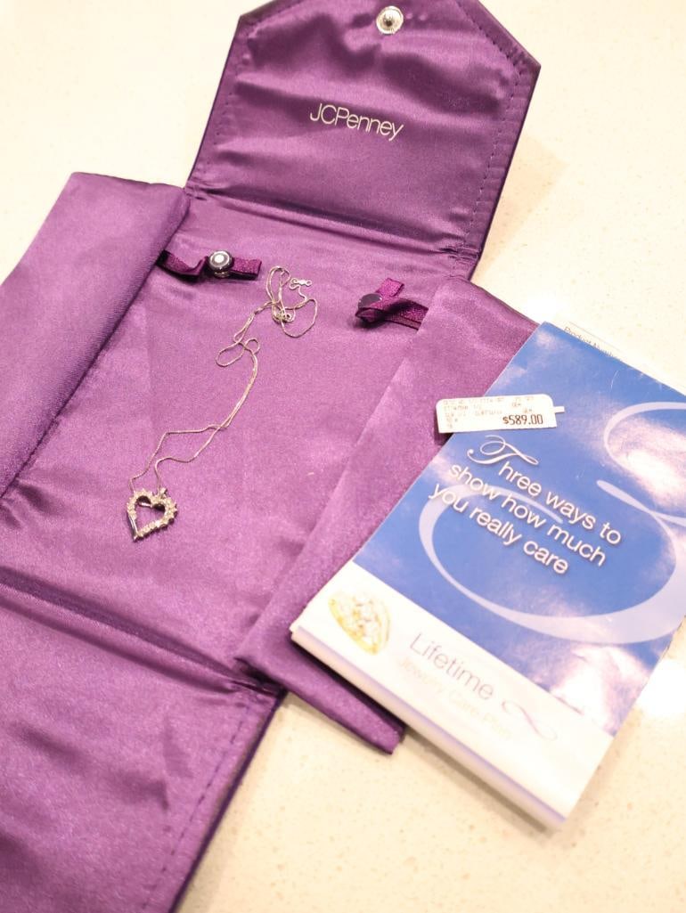 Open heart diamond pendant 10k gold necklace - 8